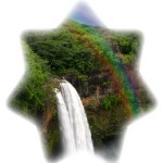 Waterfall in Hawaii With a Colorful Fantastic Rainbow
